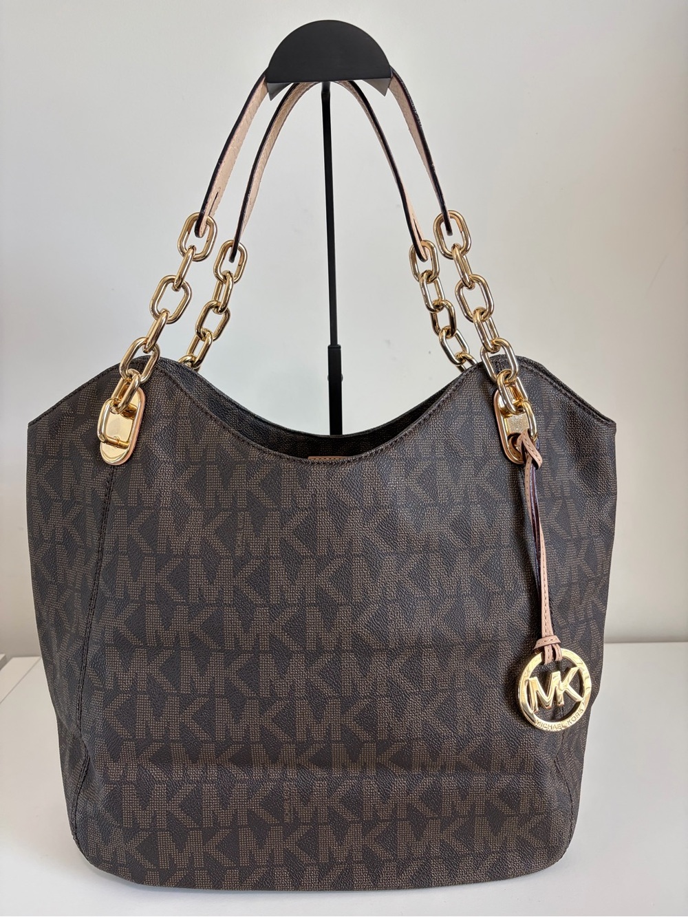 Michael Kors Brown MK Logo Chain-Handle Shoulder Bag